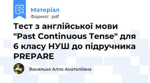 Тест з англійської мови "Past Continuous Tense" для 6 класу НУШ до підручника PREPARE