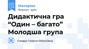 Дидактична гра  “Один – багато”  Молодша група