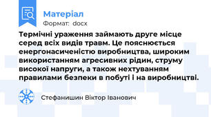 Термічні ураження займають друге місце серед всіх видів травм. Це пояснюється енергонасиченістю виробництва, широким використанням агресивних рідин, струму високої напруги, а також нехтуванням правилами безпеки в побуті і на виробництві.