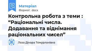 Контрольна робота з теми : “Раціональні числа. Додавання та віднімання раціональних чисел”