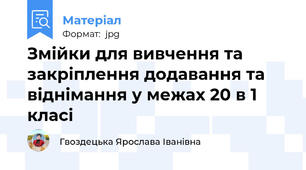 Змійки для вивчення та закріплення додавання та віднімання у межах 20 в 1 класі
