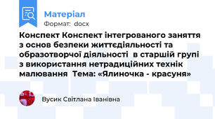 Конспект Конспект інтегрованого заняття  з основ безпеки життєдіяльності та образотворчої діяльності  в старшій групі з використання нетрадиційних технік малювання  Тема: «Ялиночка - красуня»