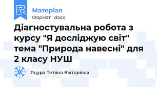 Діагностувальна робота з курсу "Я досліджую світ"  тема "Природа навесні" для 2 класу НУШ