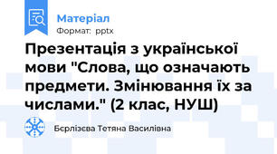 Презентація з української мови "Слова, що означають предмети. Змінювання їх за числами." (2 клас, НУШ)