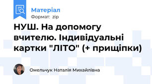 НУШ. На допомогу вчителю. Індивідуальні картки "ЛІТО" (+ прищіпки)