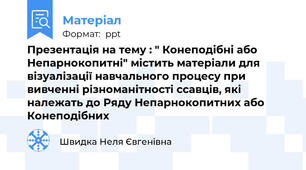 Презентація на тему : " Конеподібні або Непарнокопитні" містить матеріали для візуалізації навчального процесу при вивченні різноманітності ссавців, які належать до Ряду Непарнокопитних або Конеподібних