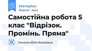 Самостійна робота 5 клас "Відрізок. Промінь. Пряма"