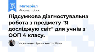 Підсумкова діагностувальна робота з предмету "Я досліджую світ" для учнів з ООП 4 класу.