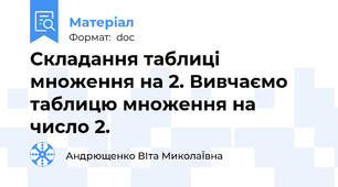 Складання таблиці множення на 2. Вивчаємо таблицю множення на число 2.