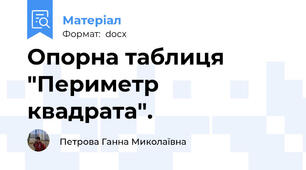 Опорна таблиця  "Периметр квадрата".