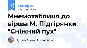 Мнемотаблиця до вірша М. Підгірянки "Сніжний пух"