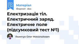 Електризація тіл. Електричний заряд. Електричне поле (підсумковий тест №1)