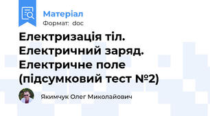 Електризація тіл. Електричний заряд. Електричне поле (підсумковий тест №2)