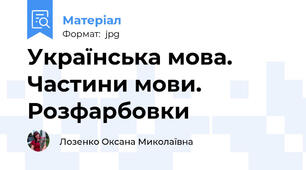 Українська мова. Частини мови. Розфарбовки