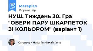 НУШ. Тиждень 30. Гра "ОБЕРИ ПАРУ ШКАРПЕТОК ЗІ КОЛЬОРОМ" (варіант 1)