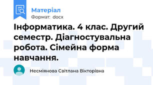 Інформатика. 4 клас. Другий семестр. Діагностувальна робота. Сімейна форма навчання.