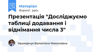 Презентація "Досліджуємо таблиці додавання і віднімання числа 3"