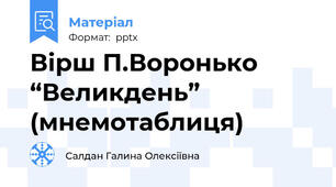 Вірш П.Воронько “Великдень” (мнемотаблиця)