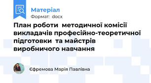 План роботи  методичної комісії викладачів професійно-теоретичної підготовки  та майстрів виробничого навчання