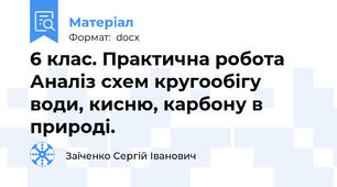 6 клас. Практична робота Аналіз схем кругообігу води, кисню, карбону в природі.