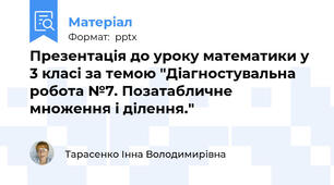 Презентація до уроку математики у 3 класі за темою "Діагностувальна робота №7. Позатабличне множення і ділення."