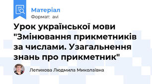 Урок української мови "Змінювання прикметників за числами. Узагальнення знань про прикметник"