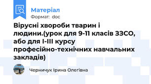 Вірусні хвороби тварин і людини.(урок для 9-11 класів ЗЗСО, або для І-ІІІ курсу професійно-технічних навчальних закладів)