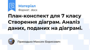 План-конспект для 7 класу  Створення діаграм. Аналіз даних, поданих на діаграмі.