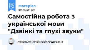 Самостійна робота з української мови "Дзвінкі та глухі звуки"