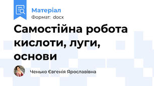 Самостійна робота кислоти, луги, основи