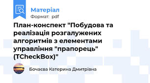 План-конспект "Побудова та реалізація розгалужених алгоритмів з елементами управління "прапорець" (TCheckBox)"