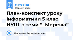 План-конспект уроку інформатики 5 клас НУШ  з теми “  Мережа”