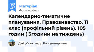 Календарно-тематичне планування. Правознавство. 11 клас (профільний рівень). 105 годин ( 3години на тиждень)