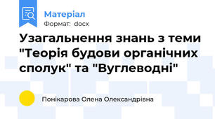 Узагальнення знань з теми "Теорія будови органічних сполук" та "Вуглеводні"