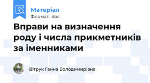 Вправи на визначення роду і числа прикметників за іменниками