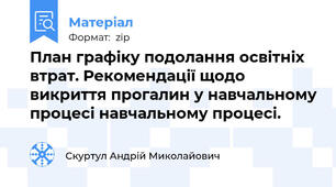 План графіку подолання освітніх втрат. Рекомендації щодо викриття прогалин у навчальному процесі навчальному процесі.