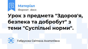 Урок з предмета "Здоров'я, безпека та добробут" з теми "Суспільні норми".