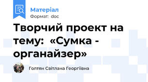 Творчий проект на тему:  «Сумка - органайзер»