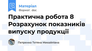 Практична робота 8 Розрахунок показників випуску продукції