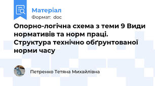 Опорно-логічна схема з теми 9 Види нормативів та норм праці. Структура технічно обґрунтованої норми часу