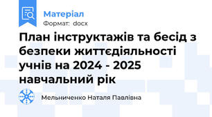 План інструктажів та бесід з безпеки життєдіяльності учнів на 2024 - 2025 навчальний рік