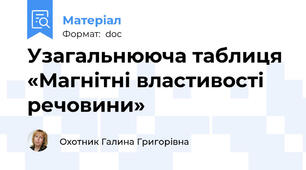Узагальнююча таблиця «Магнітні властивості речовини»