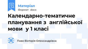 Календарно-тематичне планування з  англійської мови  у 1 класі
