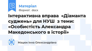 Інтерактивна вправа  «Діаманта суджень» для НУШ  з теми: «Особистість Александра Македонського в історії»