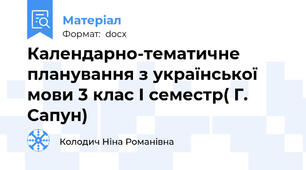 Календарно-тематичне планування з української мови 3 клас І семестр( Г. Сапун)