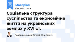 Соціальна структура суспільства та економічне життя на українських землях у ХVI ст.