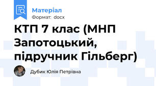 КТП 7 клас (МНП Запотоцький, підручник Гільберг)