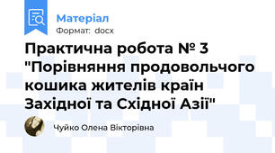 Практична робота № 3 "Порівняння продовольчого кошика жителів країн Західної та Східної Азії"