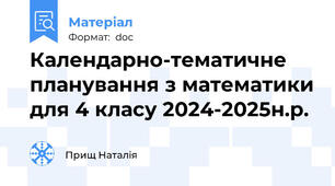 Календарно-тематичне планування з математики для 4 класу 2024-2025н.р.