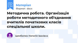 Методична робота. Організація роботи методичного об'єднання вчителів початкових класів спеціальної школи.